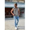 imageCOOFANDY Mens Sleeveless Flannel Shirt Casual Summer Tank Top Button Up Sleeveless Beach Shirts with Chest PocketBlack