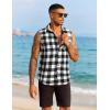 imageCOOFANDY Mens Sleeveless Flannel Shirt Casual Summer Tank Top Button Up Sleeveless Beach Shirts with Chest PocketBlack