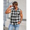 imageCOOFANDY Mens Sleeveless Flannel Shirt Casual Summer Tank Top Button Up Sleeveless Beach Shirts with Chest PocketBlack1