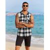 imageCOOFANDY Mens Sleeveless Flannel Shirt Casual Summer Tank Top Button Up Sleeveless Beach Shirts with Chest PocketBlack1