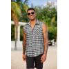 imageCOOFANDY Mens Sleeveless Flannel Shirt Casual Summer Tank Top Button Up Sleeveless Beach Shirts with Chest PocketBlack2