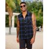 imageCOOFANDY Mens Sleeveless Flannel Shirt Casual Summer Tank Top Button Up Sleeveless Beach Shirts with Chest PocketBlue1