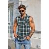 imageCOOFANDY Mens Sleeveless Flannel Shirt Casual Summer Tank Top Button Up Sleeveless Beach Shirts with Chest PocketBluegreen