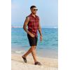 imageCOOFANDY Mens Sleeveless Flannel Shirt Casual Summer Tank Top Button Up Sleeveless Beach Shirts with Chest PocketRed