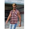 imageCOOFANDY Mens Sleeveless Flannel Shirt Casual Summer Tank Top Button Up Sleeveless Beach Shirts with Chest PocketRed1