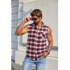 imageCOOFANDY Mens Sleeveless Flannel Shirt Casual Summer Tank Top Button Up Sleeveless Beach Shirts with Chest PocketRed1
