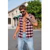 imageCOOFANDY Mens Sleeveless Flannel Shirt Casual Summer Tank Top Button Up Sleeveless Beach Shirts with Chest PocketRed1