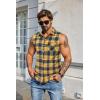 imageCOOFANDY Mens Sleeveless Flannel Shirt Casual Summer Tank Top Button Up Sleeveless Beach Shirts with Chest PocketYellow