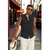 imageCOOFANDY Mens Sleeveless Summer Shirts Beach Tank Tops Button Up Textured Tank Shirt for VacationBlack