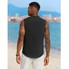 imageCOOFANDY Mens Sleeveless Summer Shirts Beach Tank Tops Button Up Textured Tank Shirt for VacationBlack