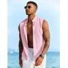 imageCOOFANDY Mens Sleeveless Summer Shirts Beach Tank Tops Button Up Textured Tank Shirt for VacationPink