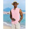 imageCOOFANDY Mens Sleeveless Summer Shirts Beach Tank Tops Button Up Textured Tank Shirt for VacationPink