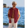 imageCOOFANDY Mens Summer Beach Tank Tops Sleeveless Button Up Shirt Casual Textured Tank ShirtsWine Red
