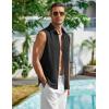 imageCOOFANDY Mens Summer Sleeveless Shirts Beach Knit Tank Top Button Up Casual Tank Shirt Vacation TopsBlack