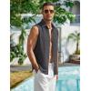 imageCOOFANDY Mens Summer Sleeveless Shirts Beach Knit Tank Top Button Up Casual Tank Shirt Vacation TopsDark Gray
