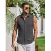 imageCOOFANDY Mens Summer Sleeveless Shirts Beach Knit Tank Top Button Up Casual Tank Shirt Vacation TopsDark Gray