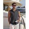 imageCOOFANDY Mens Summer Sleeveless Shirts Beach Knit Tank Top Button Up Casual Tank Shirt Vacation TopsDark Gray
