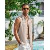 imageCOOFANDY Mens Summer Sleeveless Shirts Beach Knit Tank Top Button Up Casual Tank Shirt Vacation TopsKhaki