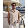 imageCOOFANDY Mens Summer Sleeveless Shirts Beach Knit Tank Top Button Up Casual Tank Shirt Vacation TopsKhaki