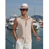 imageCOOFANDY Mens Summer Sleeveless Shirts Beach Knit Tank Top Button Up Casual Tank Shirt Vacation TopsKhaki