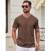 imageCOOFANDY Mens T Shirts 100 Cotton V Neck Tee Shirt Plain Short Sleeve Casual ShirtsBrown
