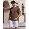 imageCOOFANDY Mens T Shirts 100 Cotton V Neck Tee Shirt Plain Short Sleeve Casual ShirtsBrown