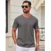 imageCOOFANDY Mens T Shirts 100 Cotton V Neck Tee Shirt Plain Short Sleeve Casual ShirtsGrey