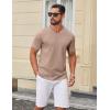 imageCOOFANDY Mens T Shirts 100 Cotton V Neck Tee Shirt Plain Short Sleeve Casual ShirtsKhaki