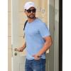 imageCOOFANDY Mens T Shirts 100 Cotton V Neck Tee Shirt Plain Short Sleeve Casual ShirtsLight Blue