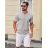 imageCOOFANDY Mens T Shirts 100 Cotton V Neck Tee Shirt Plain Short Sleeve Casual ShirtsLight Grey