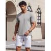 imageCOOFANDY Mens T Shirts 100 Cotton V Neck Tee Shirt Plain Short Sleeve Casual ShirtsLight Grey