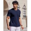imageCOOFANDY Mens T Shirts 100 Cotton V Neck Tee Shirt Plain Short Sleeve Casual ShirtsNavy Blue