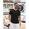 imageCOOFANDY Mens T Shirts Short Sleeve Casual V Neck TShirt Soft Notch Neck Tee Classic Plain ShirtsAll Black