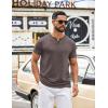 imageCOOFANDY Mens T Shirts Short Sleeve Casual V Neck TShirt Soft Notch Neck Tee Classic Plain ShirtsBrown