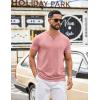 imageCOOFANDY Mens T Shirts Short Sleeve Casual V Neck TShirt Soft Notch Neck Tee Classic Plain ShirtsPink