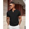 imageCOOFANDY Mens T Shirts V Neck 100 Cotton Short Sleeve Casual Summer Vintage Tee ShirtBlack