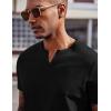 imageCOOFANDY Mens T Shirts V Neck 100 Cotton Short Sleeve Casual Summer Vintage Tee ShirtBlack