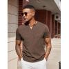 imageCOOFANDY Mens T Shirts V Neck 100 Cotton Short Sleeve Casual Summer Vintage Tee ShirtBrown