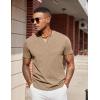 imageCOOFANDY Mens T Shirts V Neck 100 Cotton Short Sleeve Casual Summer Vintage Tee ShirtKhaki