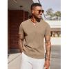imageCOOFANDY Mens T Shirts V Neck 100 Cotton Short Sleeve Casual Summer Vintage Tee ShirtKhaki