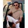imageCOOFANDY Mens TShirt Short Sleeve Crew Neck Textured Shirts Classic Knit Pullover TeesKhaki