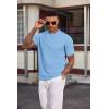 imageCOOFANDY Mens TShirt Short Sleeve Crew Neck Textured Shirts Classic Knit Pullover TeesLight Blue