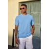 imageCOOFANDY Mens TShirt Short Sleeve Crew Neck Textured Shirts Classic Knit Pullover TeesLight Blue