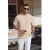 imageCOOFANDY Mens TShirt Short Sleeve Crew Neck Textured Shirts Classic Knit Pullover TeesLight Khaki