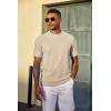 imageCOOFANDY Mens TShirt Short Sleeve Crew Neck Textured Shirts Classic Knit Pullover TeesLight Khaki