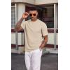 imageCOOFANDY Mens TShirt Short Sleeve Crew Neck Textured Shirts Classic Knit Pullover TeesLight Khaki