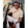 imageCOOFANDY Mens TShirt Short Sleeve Crew Neck Textured Shirts Classic Knit Pullover TeesLight Khaki