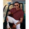 imageCOOFANDY Mens TShirt Short Sleeve Crew Neck Textured Shirts Classic Knit Pullover TeesWine Red