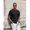 imageCOOFANDY Mens TShirts Short Sleeve Knit Shirt Crew Neck Sweater Fashion Casual Textured Pullover Tees01black