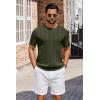 imageCOOFANDY Mens TShirts Short Sleeve Knit Shirt Crew Neck Sweater Fashion Casual Textured Pullover TeesArmy Green